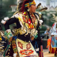 Semiahmoo First Nations and Earl Marriott Secondary, White Rock, British Columbia, Canada celebrating 9-11 March 2018. Pow Wows are opportunities for First Nations to gather, honouring and sharing their heritage and traditions including music, dance and beautifully vibrant regalia. The general public is welcome.